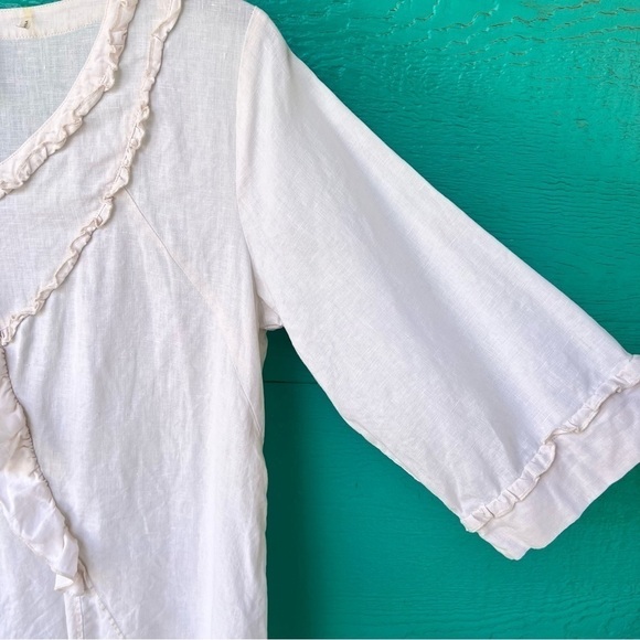 100% NATURAL LINEN COASTAL FLOWY LONG TUNIC TOP SIZE SMALL - Picture 7 of 9